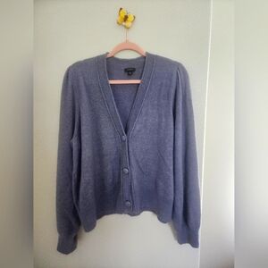 Ann Taylor Women 3 Button Gray Fuzzy Cardigan Size XL Soft Lightweight Stretc